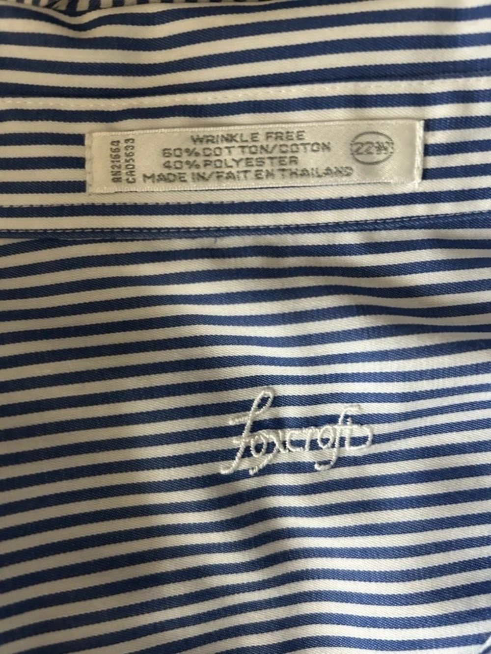 Foxcroft Blue and White Vertical Stripe Button-Down Shirt - Picture 7 of 9